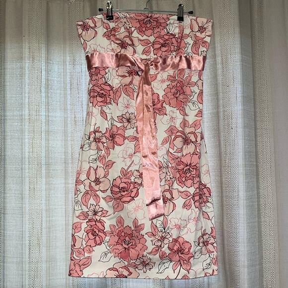 Sequin Hearts Women's Strapless Floral Print Summer Spring Dress Size 9 - Picture 2 of 6